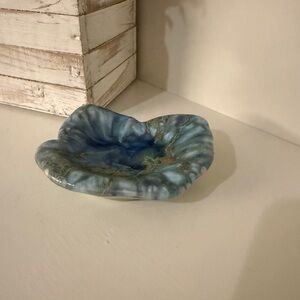 Monterey Jade Blue/Green/Gold Drip Glaze Ashtray California Pottery MCM Vintage